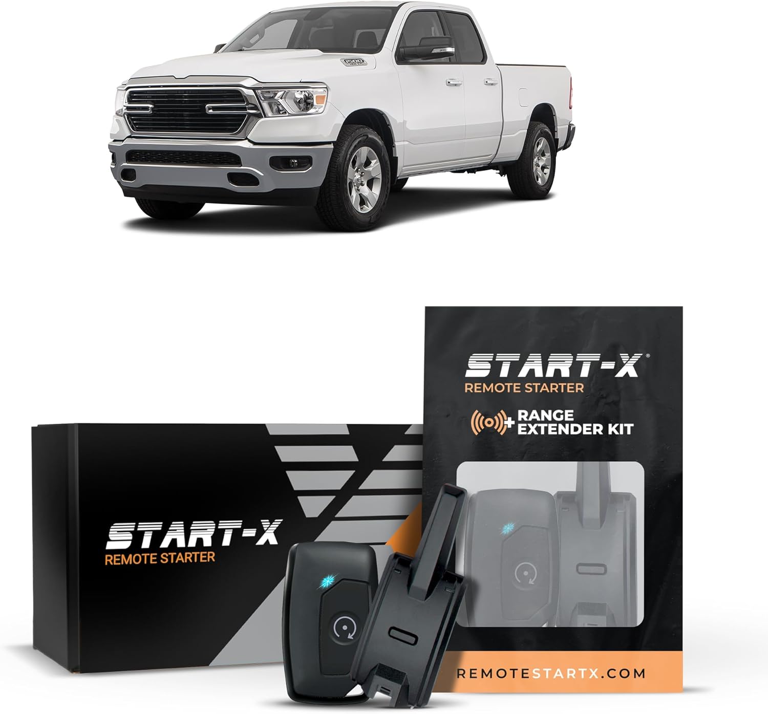 Start-X Remote Starter Kit + 3000ft 2 Way Range Extender for RAM Pickup Truck 1500/2500/3500 (2018-2023) with Key Ignition