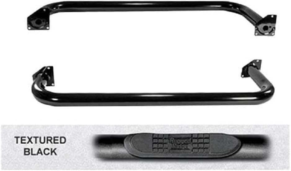 Rugged Ridge 11591.04 Tube Side Step Kit, Round, 3 Inch, Black; 97-06 Jeep Wrangler TJ