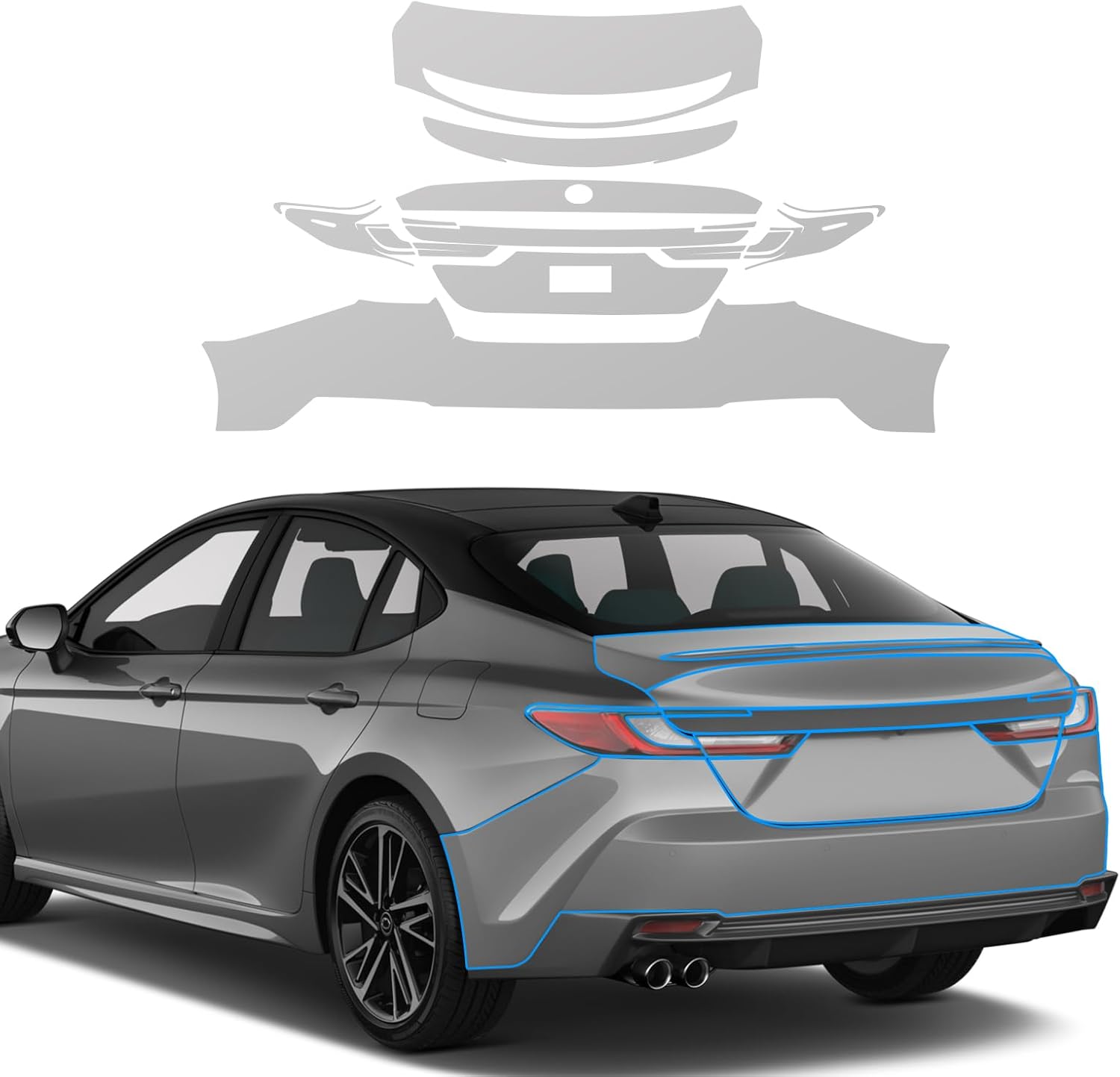 for 2025 Toyota Camry XSE Precut Paint Protective Film 8.5 Mil TPU PPF Clear Car HD Scratch Exterior Accessories (Rear Bars + Trunk)