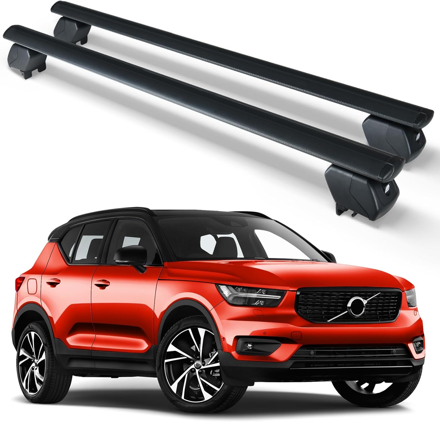 Heavy Duty 300 LBS Roof Rack Cross Bars Compatible with 2018-2025 Volvo XC40 XC-40 with Side Rails, Adjustable & Lockable Cargo Carrier Rooftop Crossbars Fit for Cars SUVs
