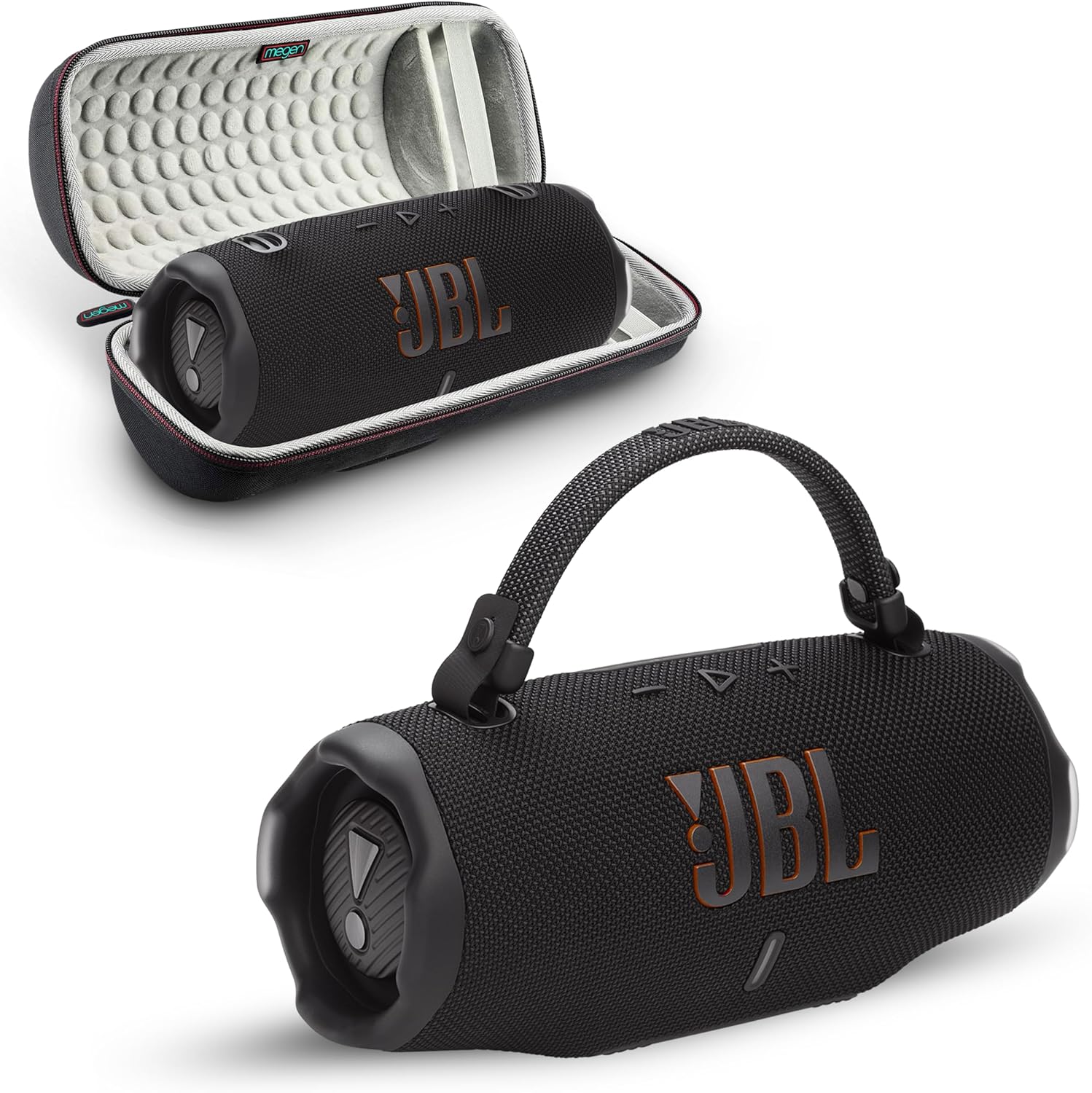 Charge 6 Portable Bluetooth Speaker | IP68 Waterproof, DustProof, and DropProof, Outdoor Wireless Audio | 28Hrs Playtime Megen Hardshell Protection Case (Black)