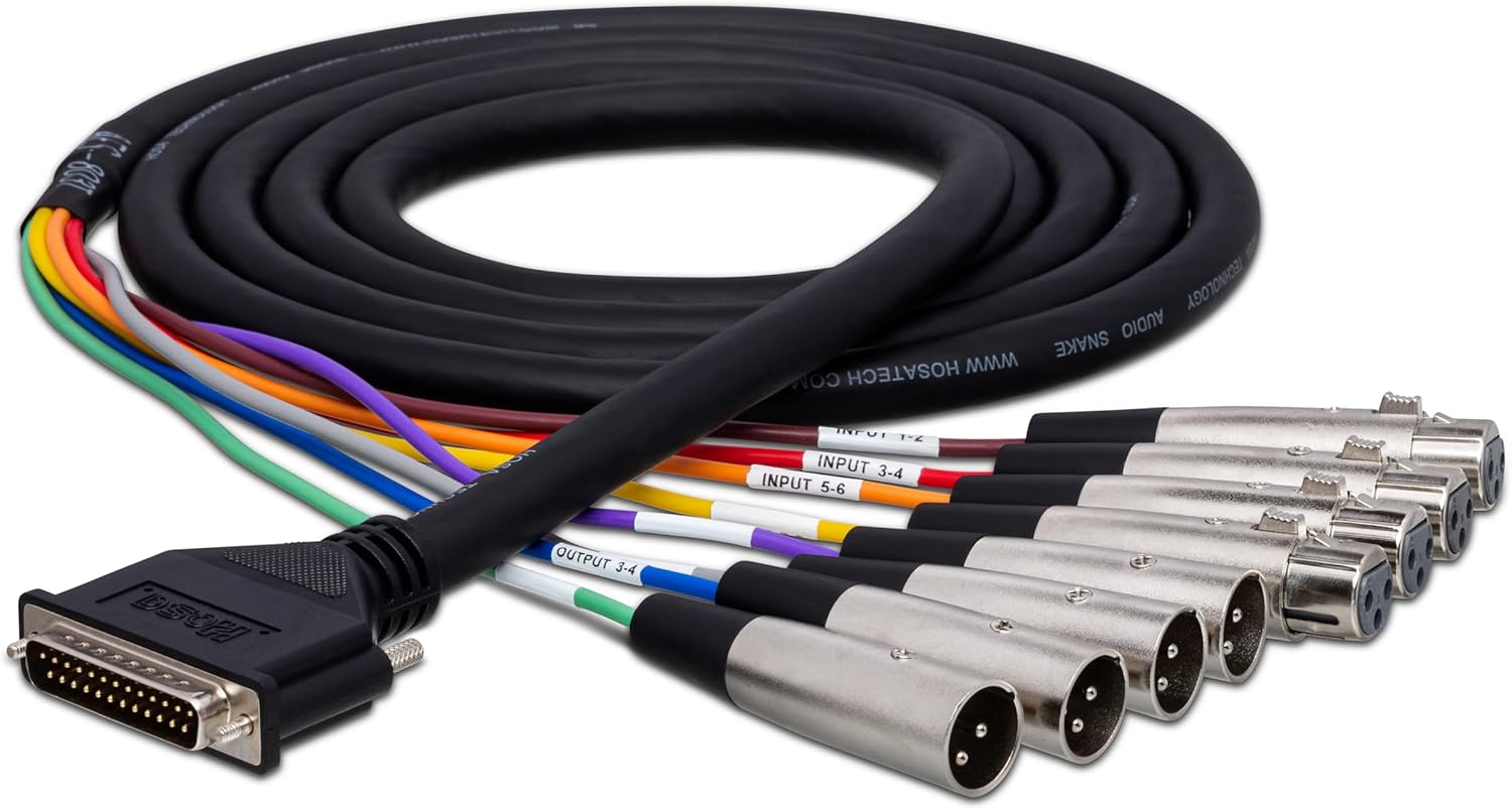 Hosa AES-805Y AES/EBU Snake, DB25 to 4 x XLR3M and 4 x XLR3F, 16.4 Feet