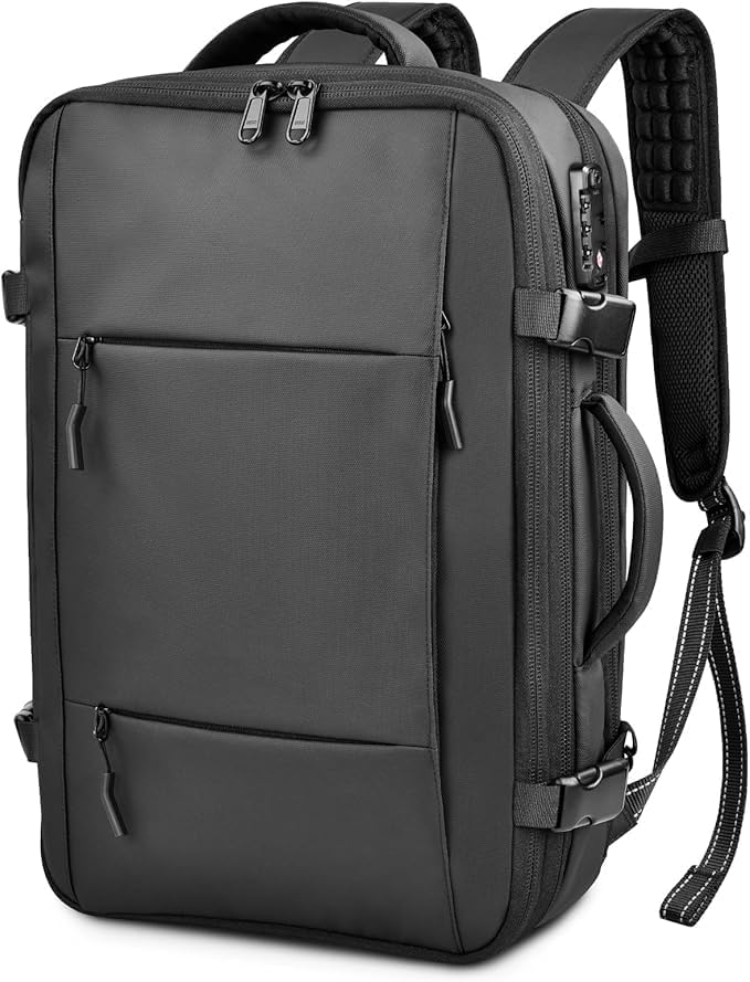 travel inspira Vacuum Compression Backpack 65L, Carry On Backpack with Electric Pump, TSA Lock, Water Resistant, Laptop Compartment for Travel, Camping, Business, Weekend Trips