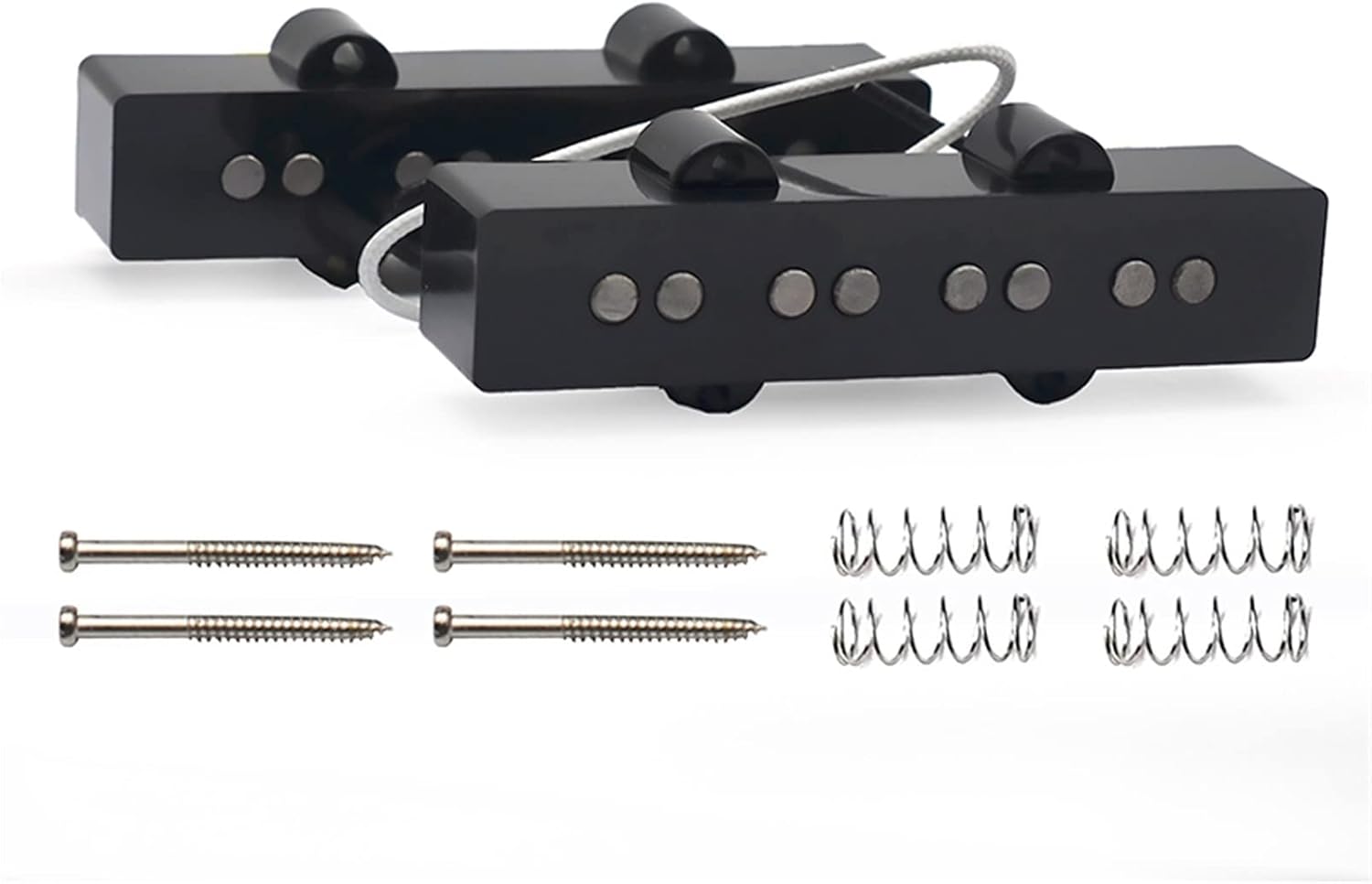Open Style Alnico 5 Bass 4 String Pickup Neck/Bridge Pickup with Screws and Springs for Bass Parts Electric Guitar Pickups Set (Color : 1 Set)