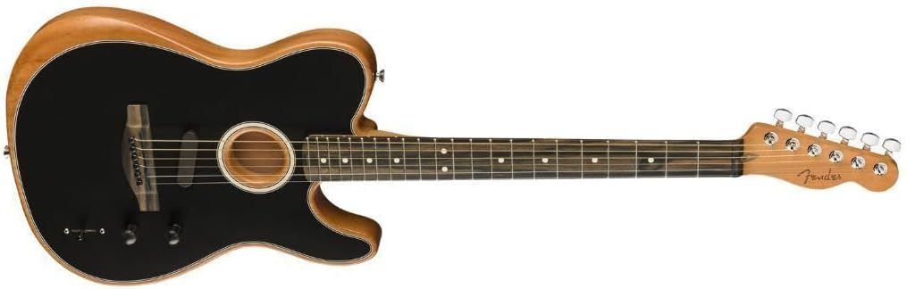 Fender American Acoustasonic Telecaster Acoustic Electric Guitar, with 2-Year Warranty, Black, Ebony Fingerboard, with Gig Bag