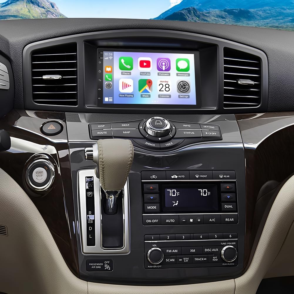 Double Din Car Stereo for Nissan Quest 2011-2017,7 inch Touch Screen Car Radio for Nissan Quest 2011-2017 w/Carplay Android Auto Head Unit GPS Navi Bluetooth MirrorLink FM WiFi SWC Backup Camera