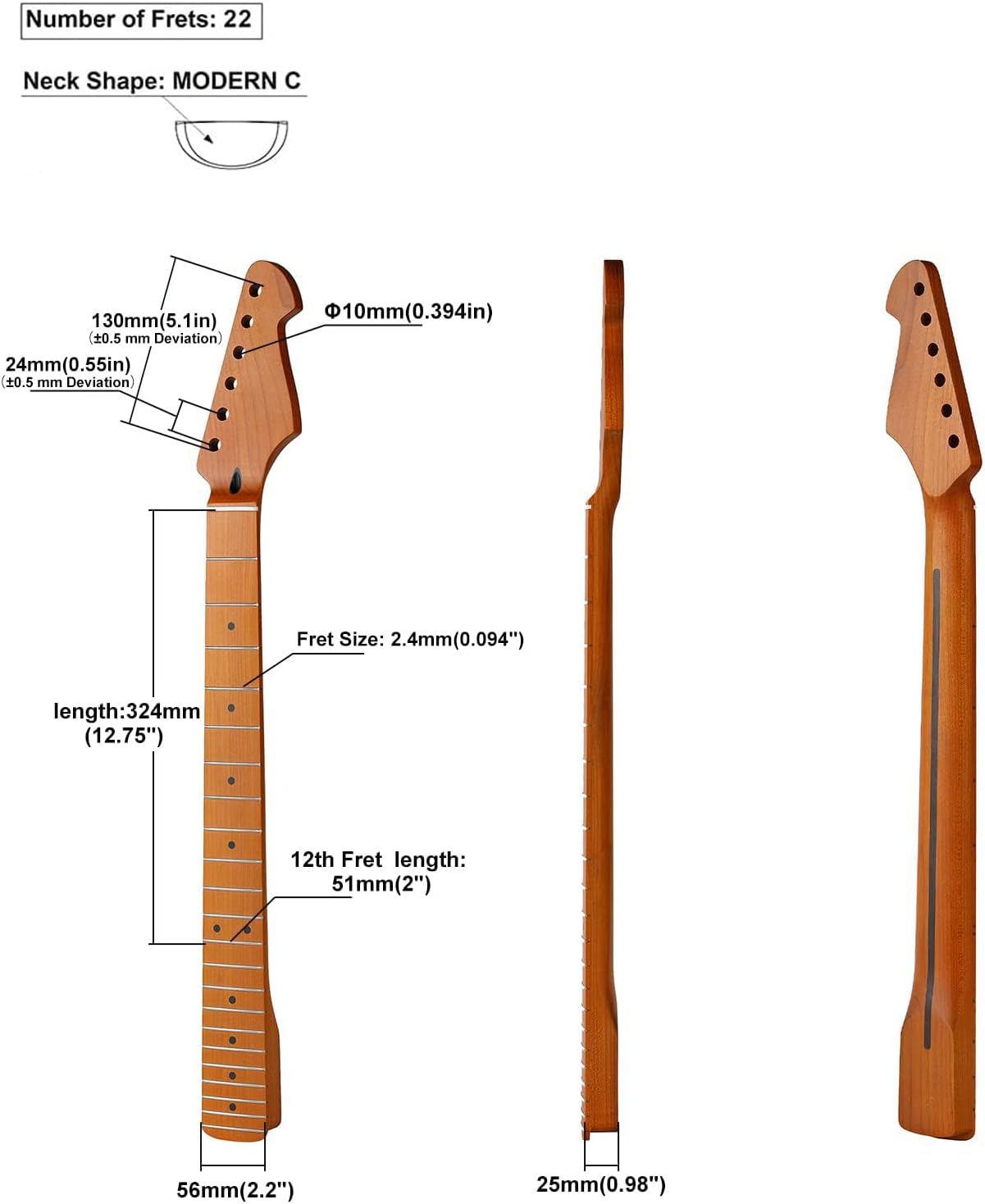 22fret Yellowish Matte 9.5
