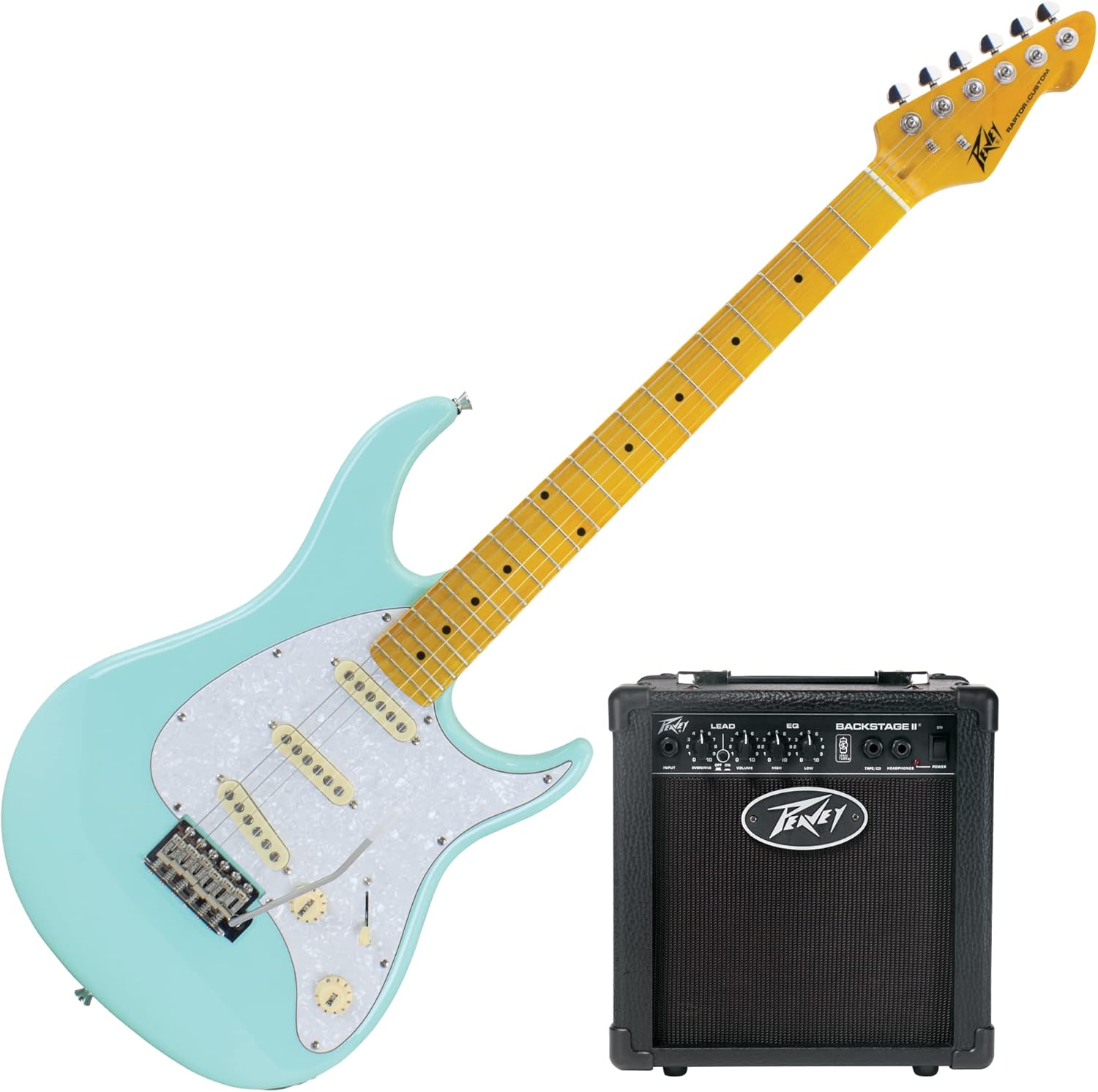 Peavey Raptor® Custom Marine Green Electric Guitar With Backstage® II Combo Guitar Amplifier