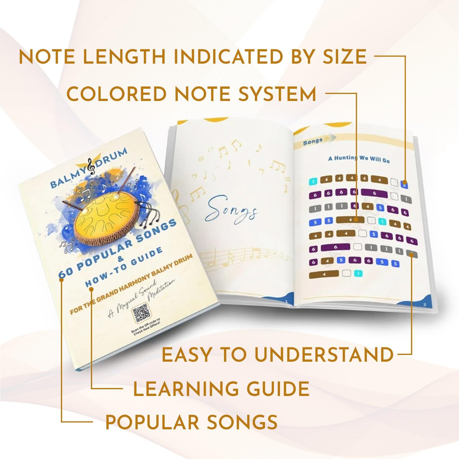 The Balmy Drum - 11 Note 10 Inch Steel Tongue Drum, Steel Drum Instrument, Drums For Children and Adults, Balmy Drum Set for Kids with Music Book, Handpan, Mallet and Carry Bag (Gold)