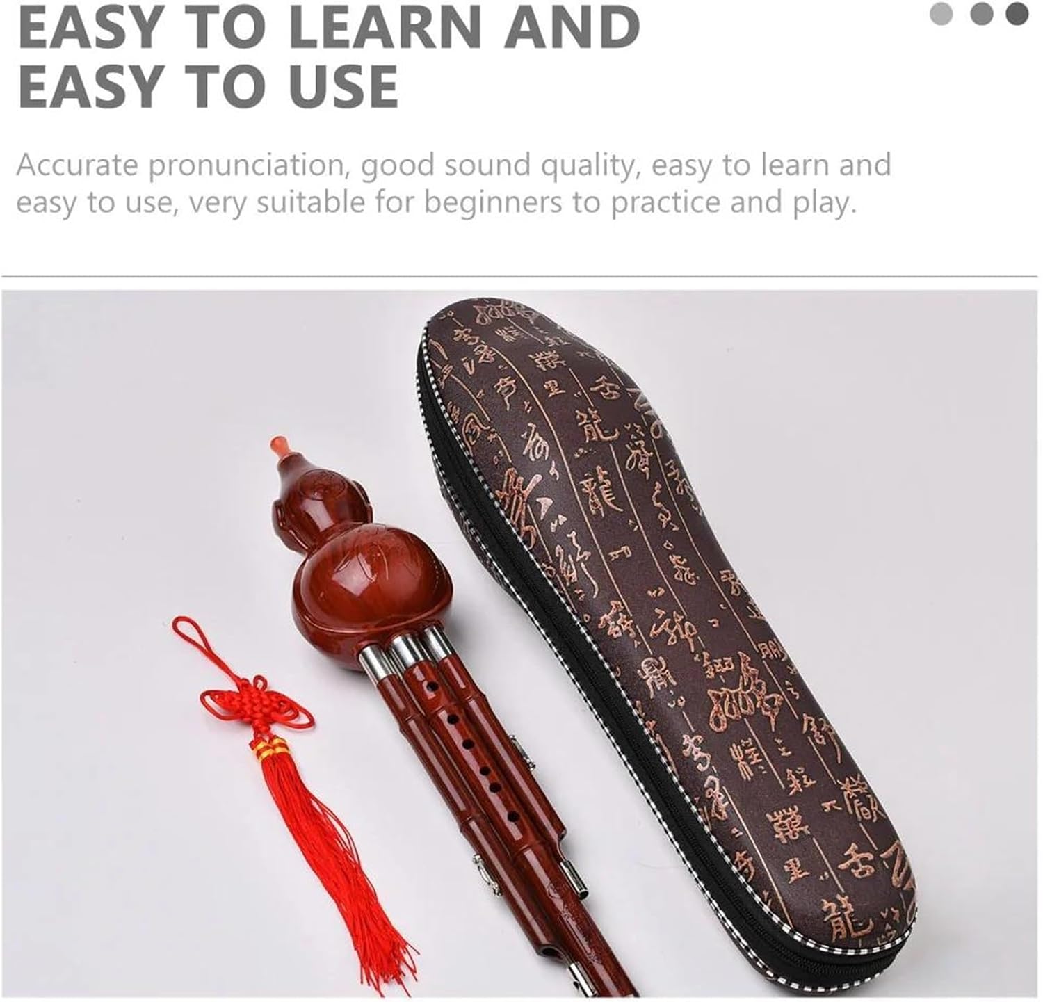 Hulusi Flute Traditional Woodwind Instrument Gourd Silk Musical Instruments Professional Hulusi Student(43x8cm)