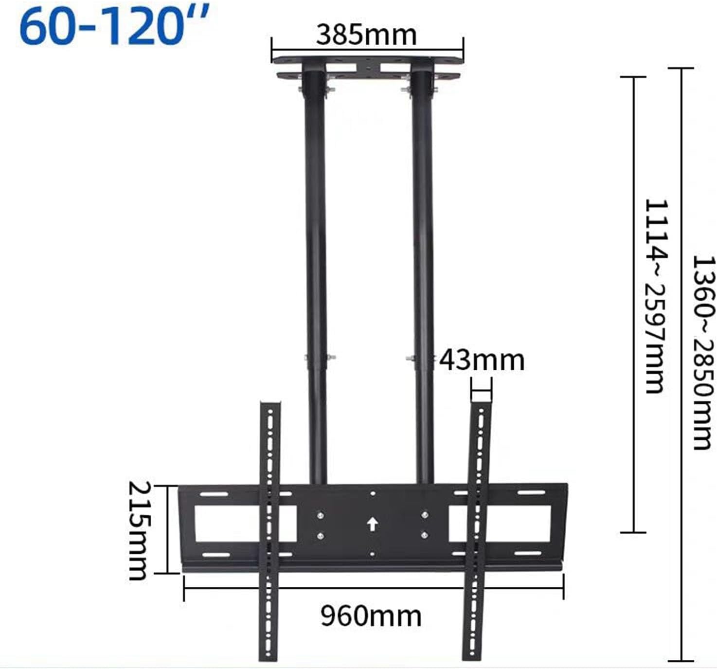 Monitor Mount,tv Wall Mount, Adjustable TV Mount Bracket, Ceiling TV Mount, 2 Post Single Screen TV Mount, Tilt TV Mount for 60-120 Inch TVs, Ceiling Mount, Max(One Colo