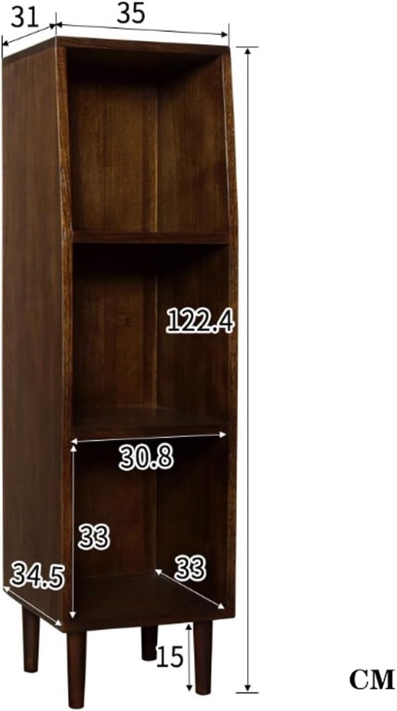 Record Storage Shelf 3-Tier Vinyl Record Album Storage, Solid Wood Floor Standing Book Case CD Storage Cabinet with Legs, for Living Room, Bedroom, Office Record Shelf