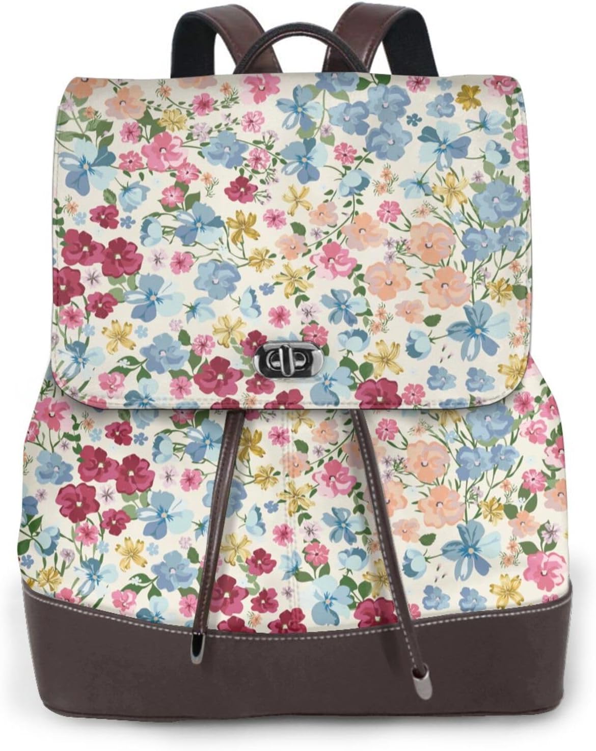 Trendy Floral Design for Womens Backpack Purse Microfiber PU Anti-theft Large Fashion Designer Travel Bag Ladies Shoulder Bags