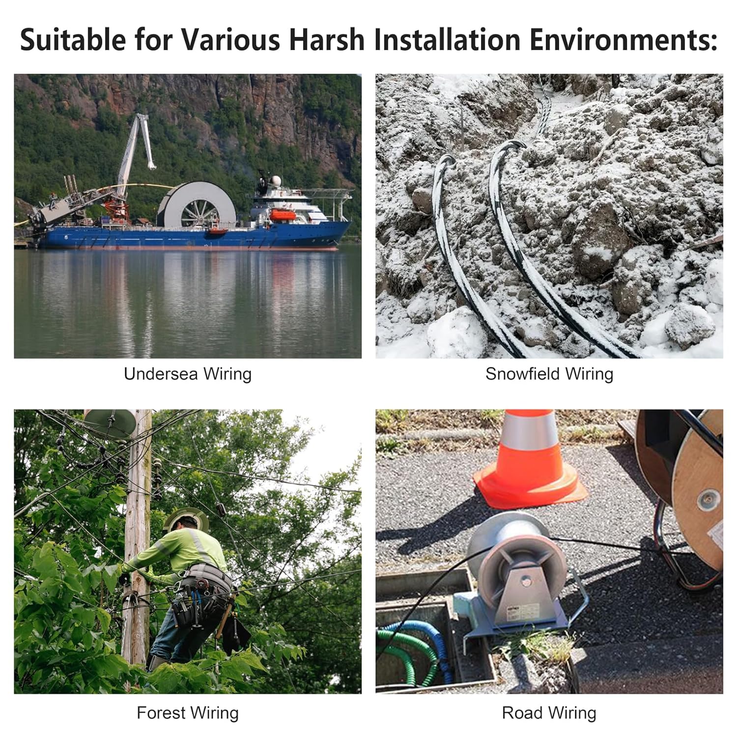 165ft/50m OD-5mm Industrial TPU 40Gb 100Gb OM5 Fiber LC to LC Outdoor Armored Fiber Patch Cable, Duplex Multimode Wideband Fiber Optic Cable, 50/125, LC-LC with Pulling Eye Kit Installed on one end