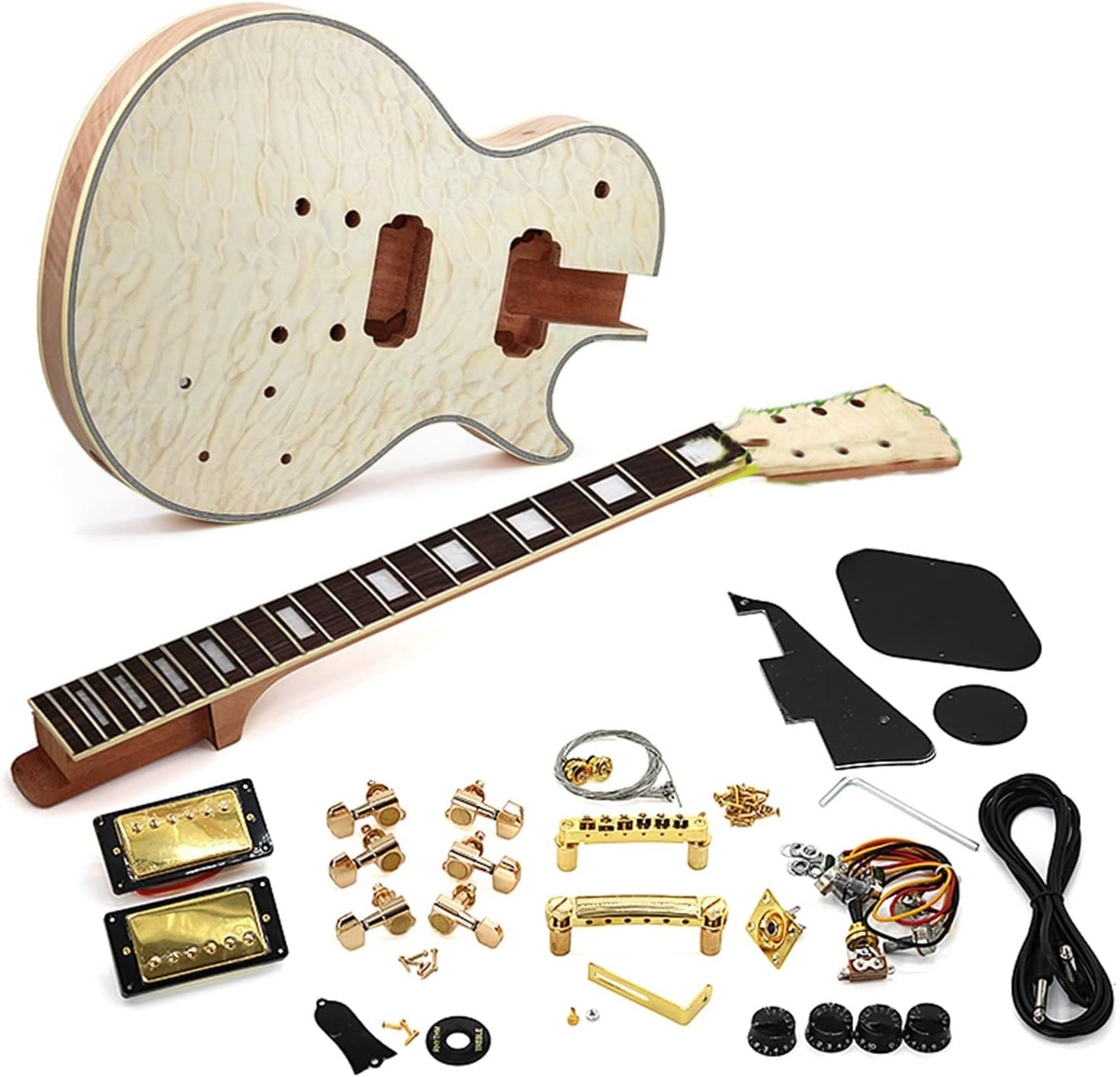 TSTS Electric Guita Flame Maple Veneerr+Mahogany Body Neck Rosewood Fingerboard Guitar DIY Accessory