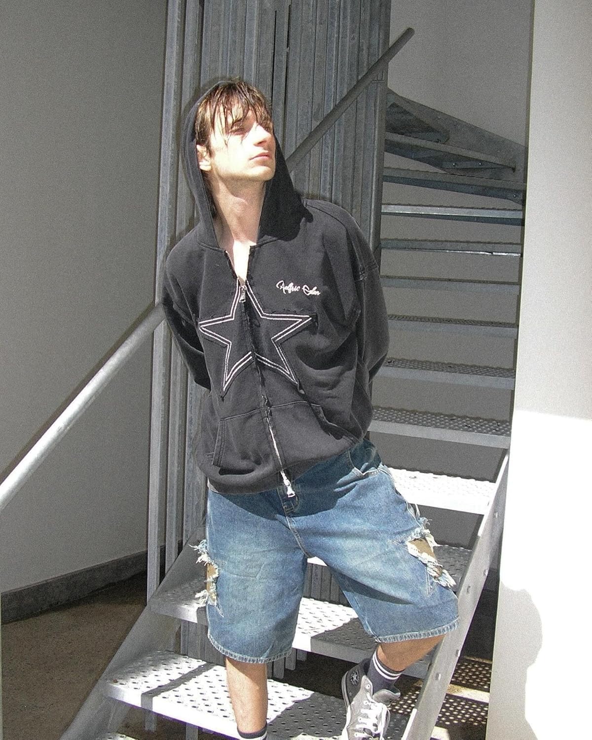 Aelfric Eden Star Zip Up Hoodie Vintage Washed Oversized Graphic Hoodies Streetwear Hooded Sweatshirts Jackets Unisex