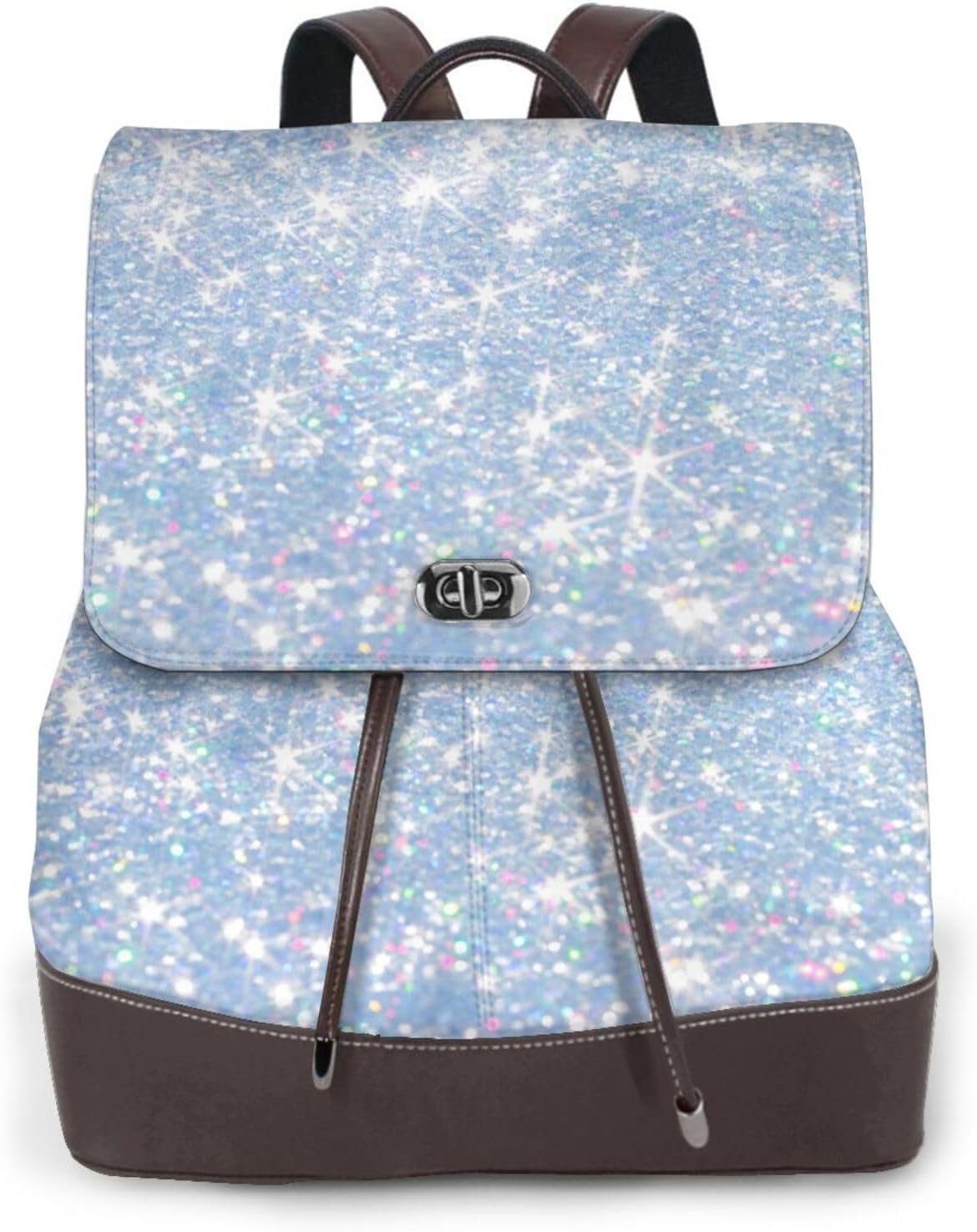 White Bule Glitter for Womens Backpack Purse Microfiber PU Anti-theft Large Fashion Designer Travel Bag Ladies Shoulder Bags