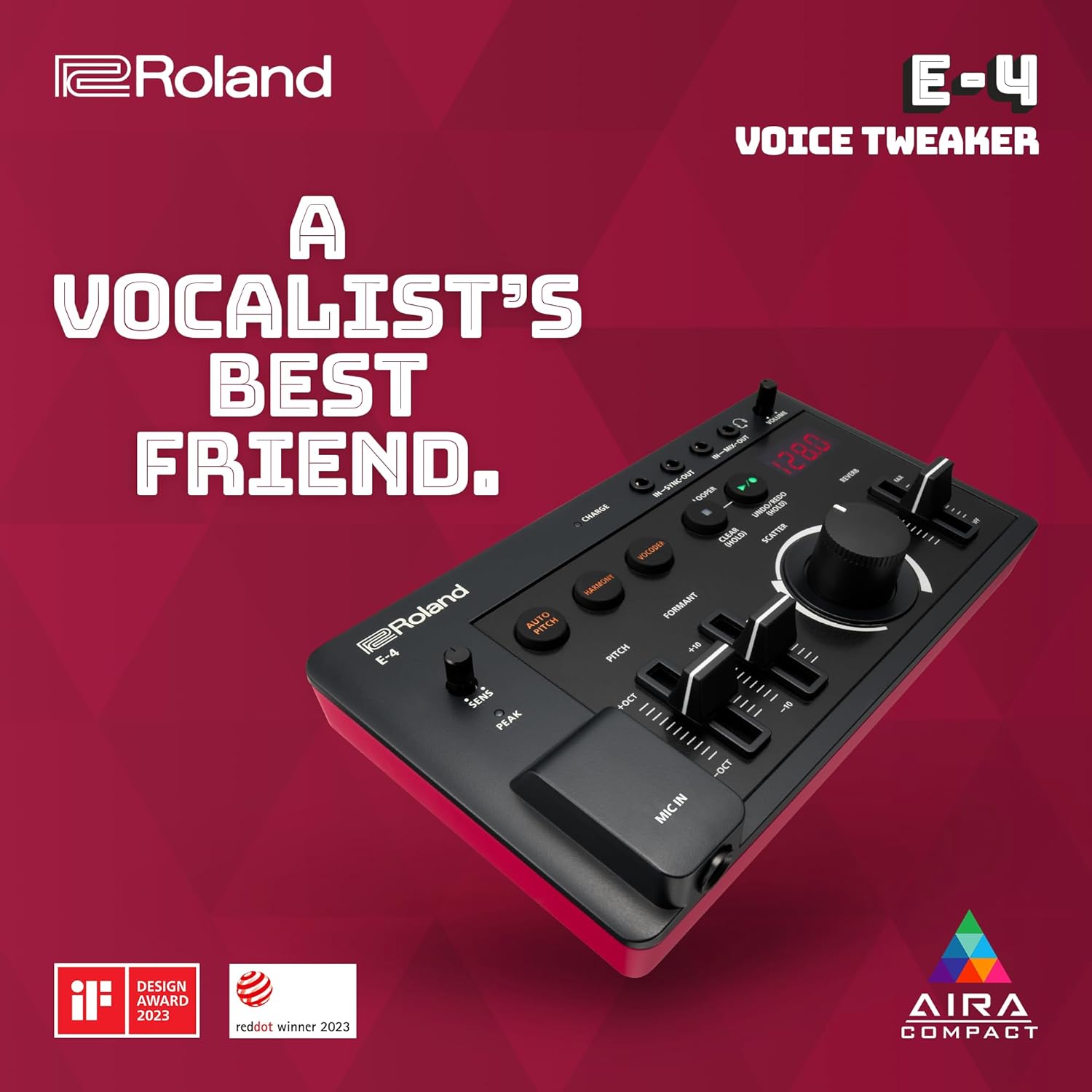 Roland AIRA Compact E-4 VOICE TWEAKER| Vocal Performance Tool with Powerful Voice Transformer Effects | Vocoder | Looper | Harmony | Auto Pitch | MIDI | For Singing & Vocal Artists