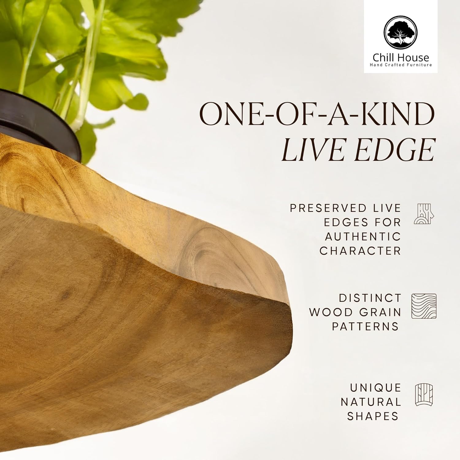 Live Edge Chunky Rustic Floating Shelf 6x1.5, Dark Oak, 20 inch