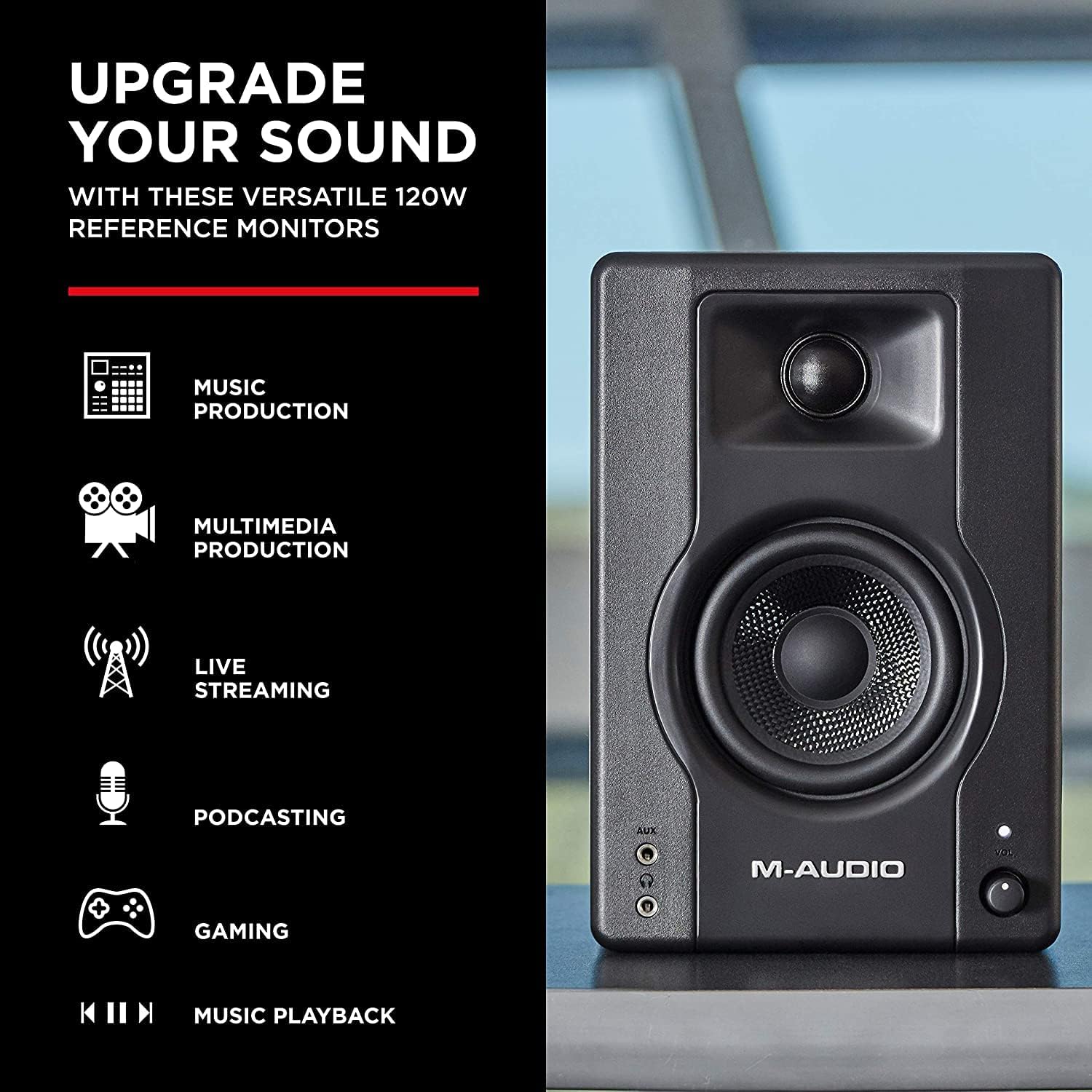 M-Audio BX3 and AIR 192|4-120-Watt Studio Monitors/Desktop Computer Speakers and USB Audio Interface for Gaming, Live Streaming, and Podcasting