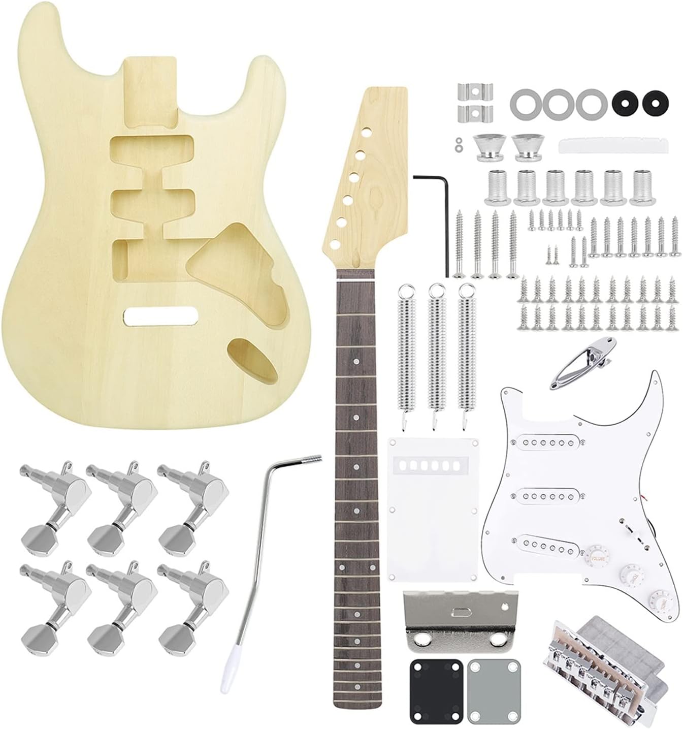 DIY Electric Guitar Kit Guitar Kit 6 String 22 Frets Basswood Body Neck Electric Guitar Musical Instrument Build Set for Beginners