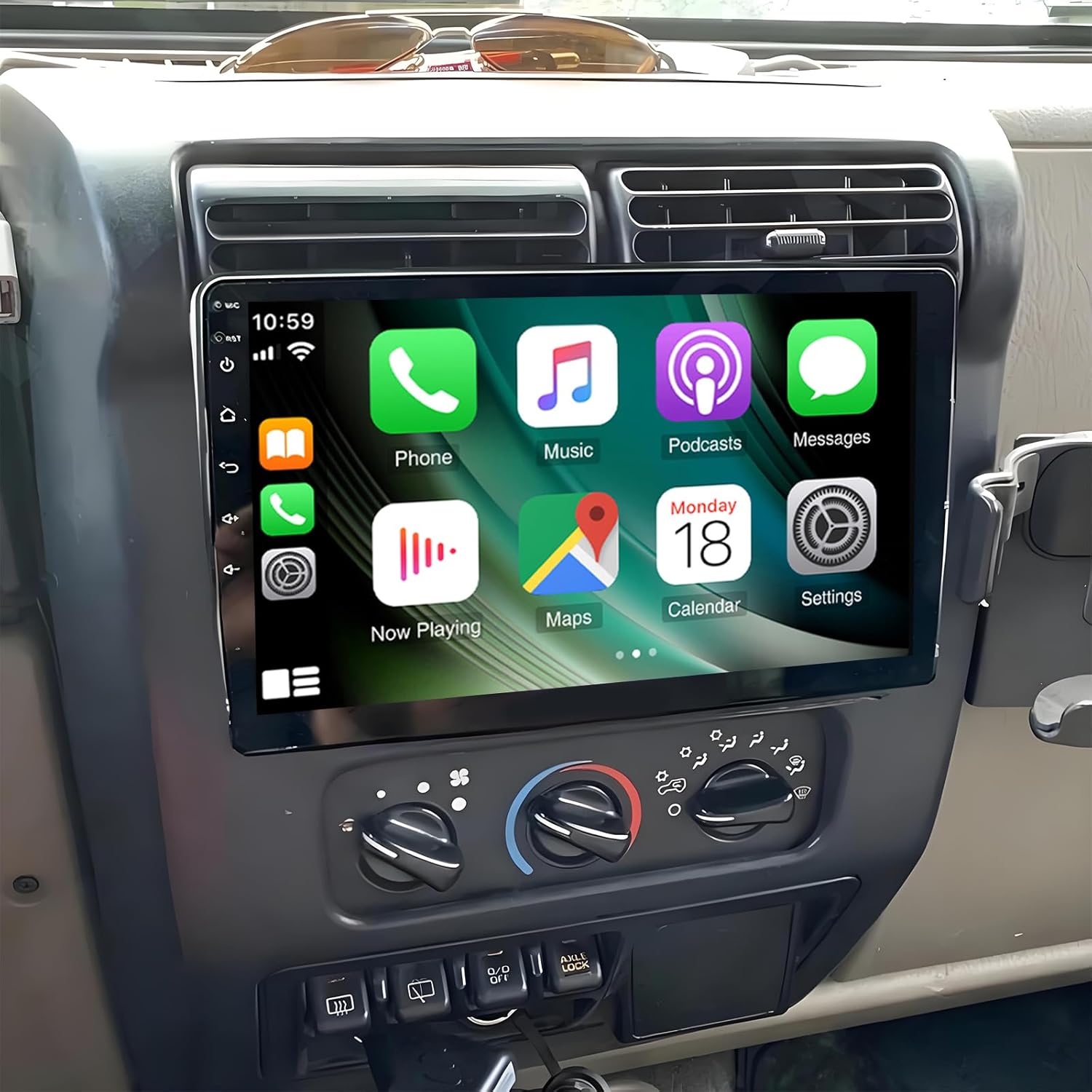 PHEZEN 9 inch Touchscreen Car Stereo Fit for Jeep Wrangler TJ 1997-2006, Android 13 Double Din Car Radio with Carplay & Android Auto in-Dash Navigation BT Mirror Link WiFi Backup Camera 2+32G