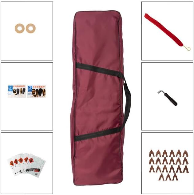 MI&VI 21-String Guzheng Paulownia Wood Guzheng Chinese Zither Instrument with Thick Carry Bag and Stand (130cm, Classic V3)