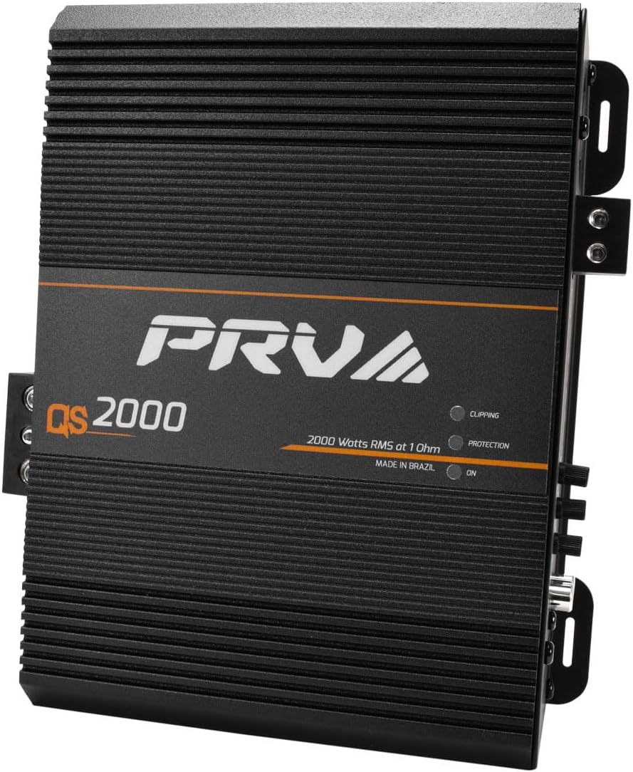 PRV Audio QS2000 1 Ohm 2000 Watt Amp Car Audio Amplifier Full Range HD Sound Monoblock 2K Car Amp with Built-in HPF and LPF Controls for PRO Audio Systems