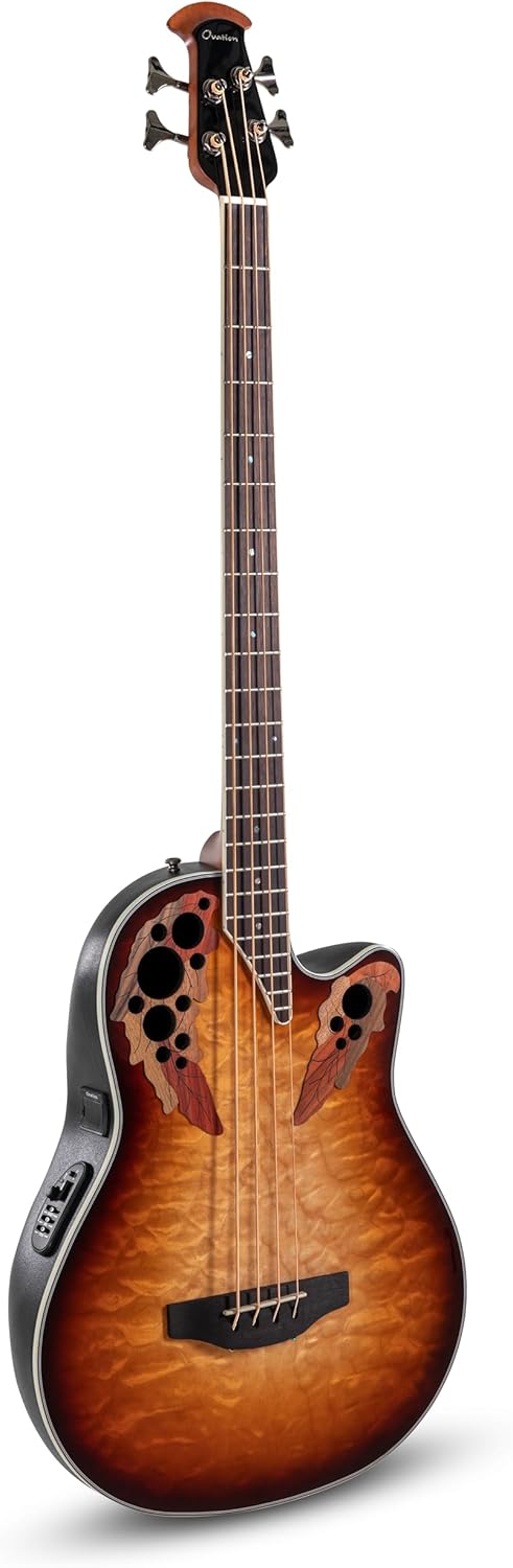 Ovation Celebrity Elite Plus Bass CEB44X-7C Mid-depth Acoustic-Electric - Cognac Burst