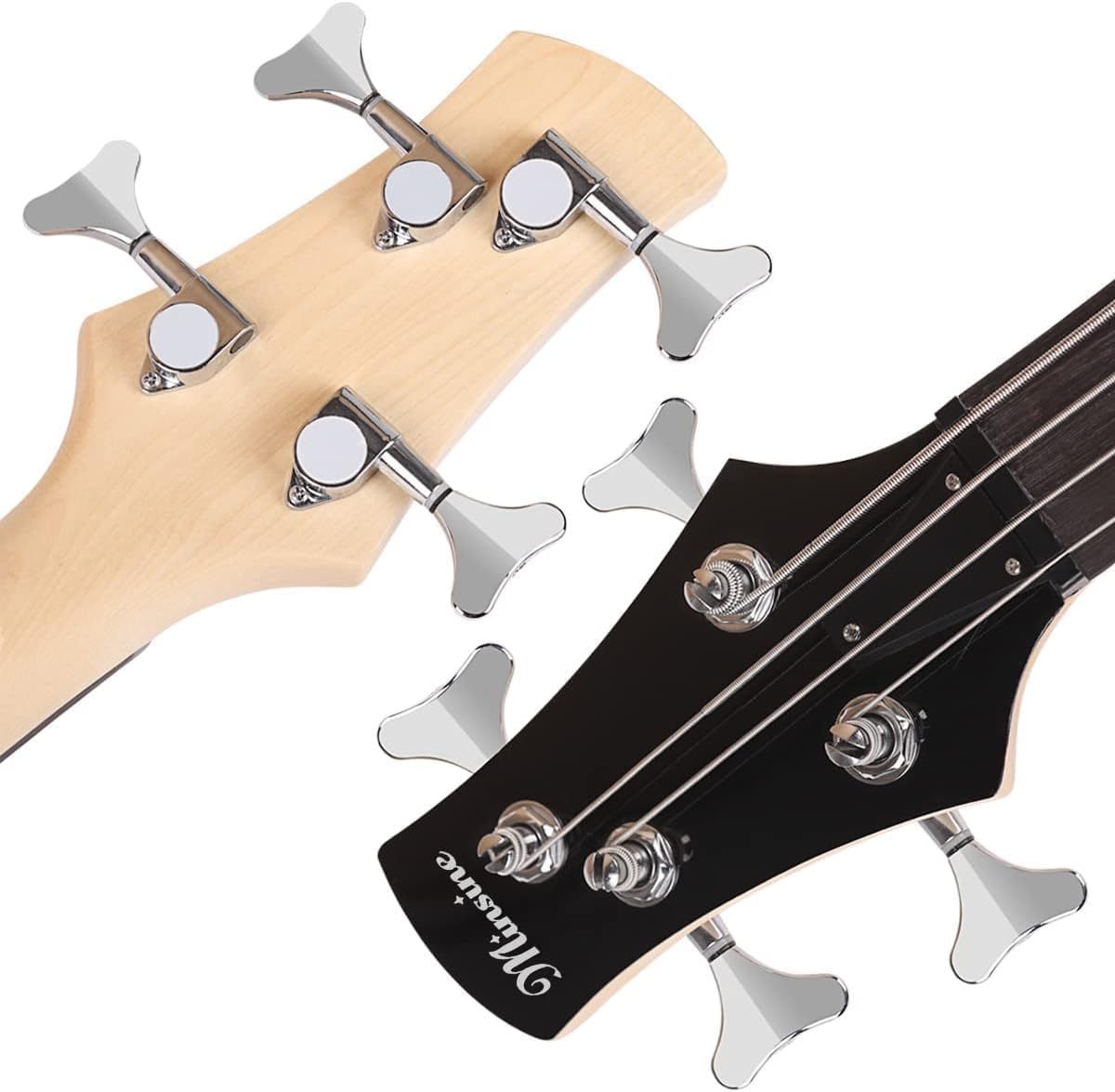 Electric Bass Guitar 4 Strings Full-Size Standard Bass PB-Style Beginner Kit Black for Starter with Gig Bag Guitar Strap and Guitar Cable (IB-black)