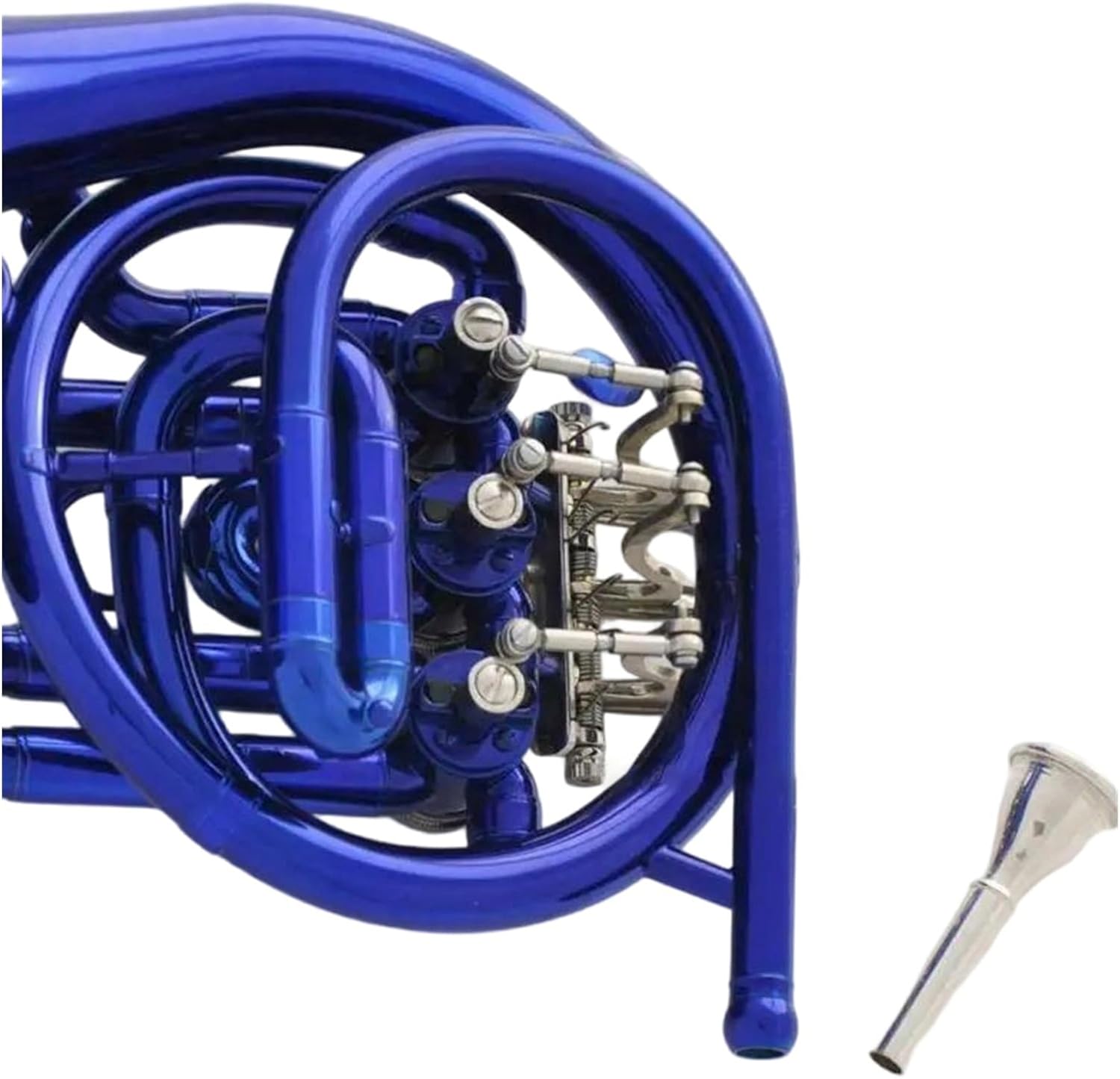 4 Key French Horn Blue Piccolo MiNi French Horn Bb Key Pocket Engraving Box