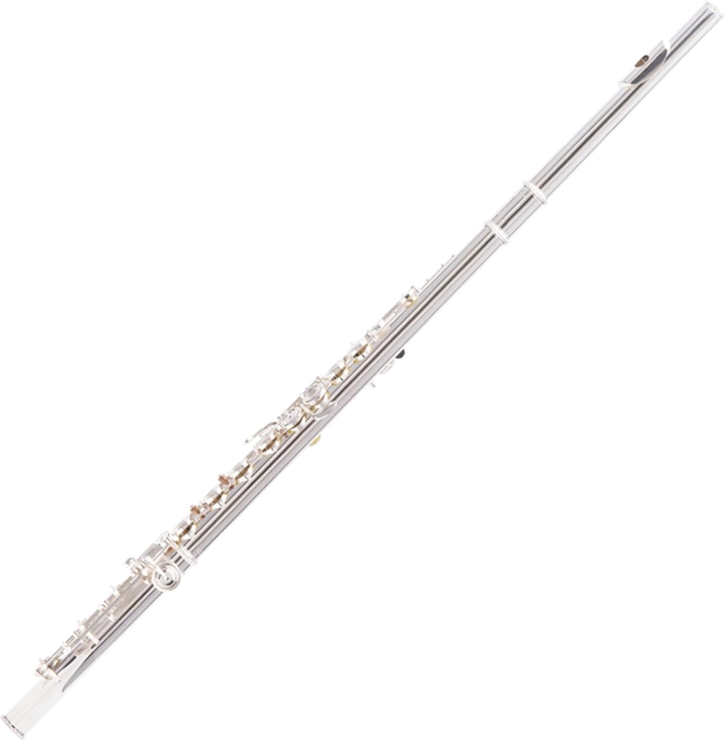 Flute Set 16 Open Hole C Tone Flute Wind Instrument White Copper Silver Plated with E Split Button