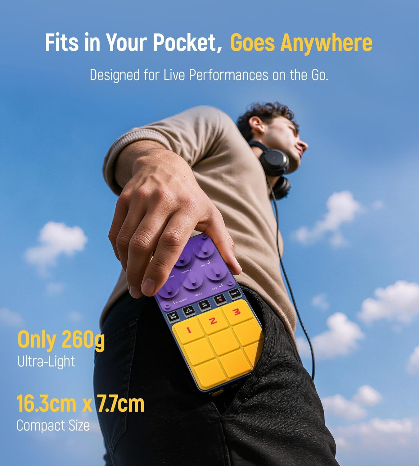 Synido Wireless MIDI Pad Controller, USB Rechargeable Beat Maker Machine and USB C Audio Interface, Portable Rechargeable Live Sound Card