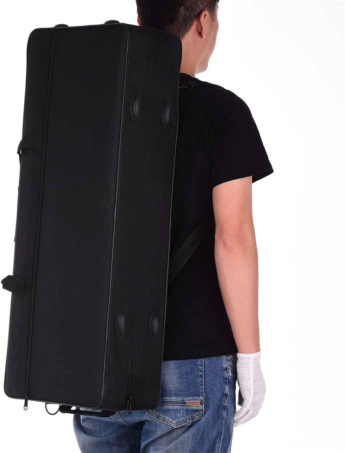 KESHUO Bb Tenor Saxophone Sax Brass Body Black Nickle Plated Golden Keys Woodwind Instrument with Case Brush Sax Neck Straps Brass Sax Beginners Kit