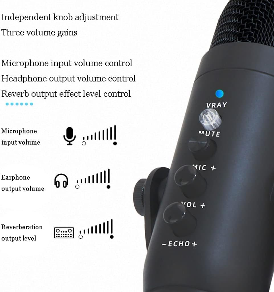 Mini USB Microphone, Precise Supercardioid Pickup Pattern, Professional Recording Quality, 320° Adjustable Shock Mount