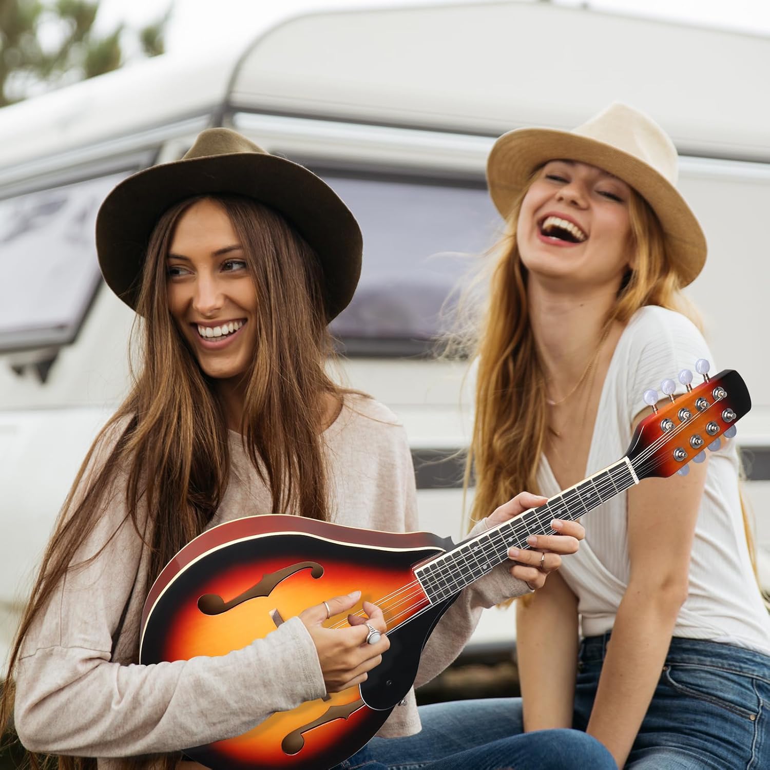 Ktaxon A-Style Mandolin Instrument Kit, 8 Strings Acoustic Mahogany Wood Mandolins Musical, Thickened Gig Bag, Shoulder Strap, Picks for Beginners (Sunburst)