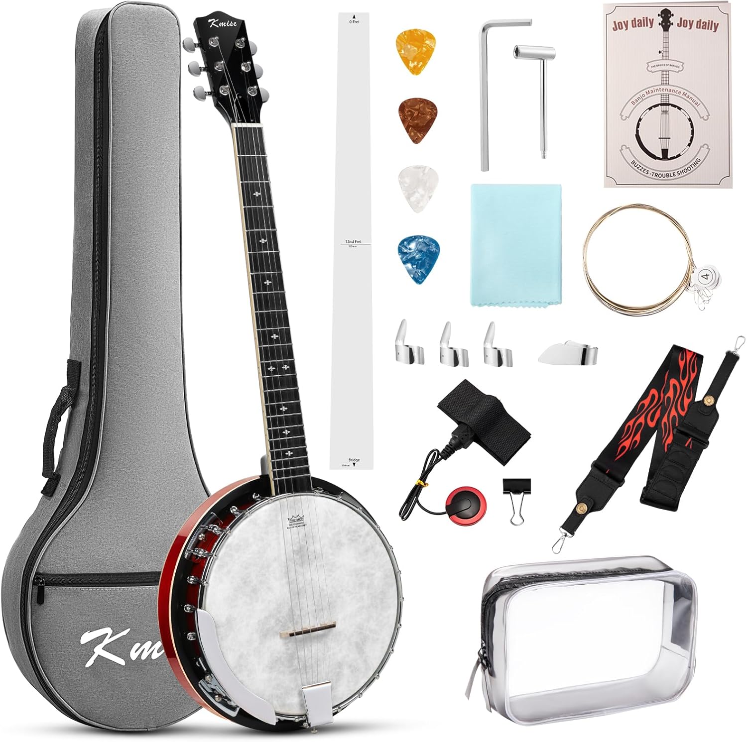 6 String Banjo Guitar Full Size, 38 Inch with Resonator Closed Back, Remo Head, Beginner Banjitar Six String Banjo Kit for Adult, Teens Starters with Bag, Strap, Piezo Pickup,Finger Picks Accessories