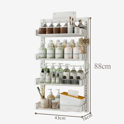 Bathroom Shelf Over Toilet Wall Mount, Toilet Shelf Rack Adjustable, Bathroom Storage Organizer No Drill with Hooks for Over Toilet Storage and Bathroom Shelf (Col