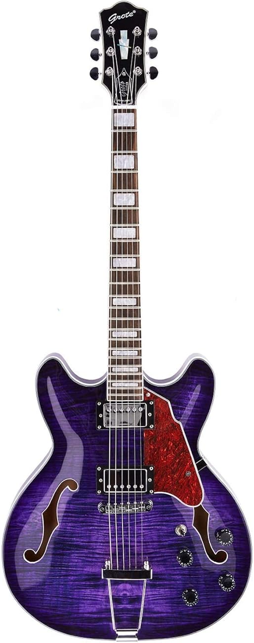 GT335-Electric Guitar with Humbucker Pickups, Ash Wood Body, Maple Neck, Rosewood Fretboard, 7 Strings, Green (GT335-02-purple)