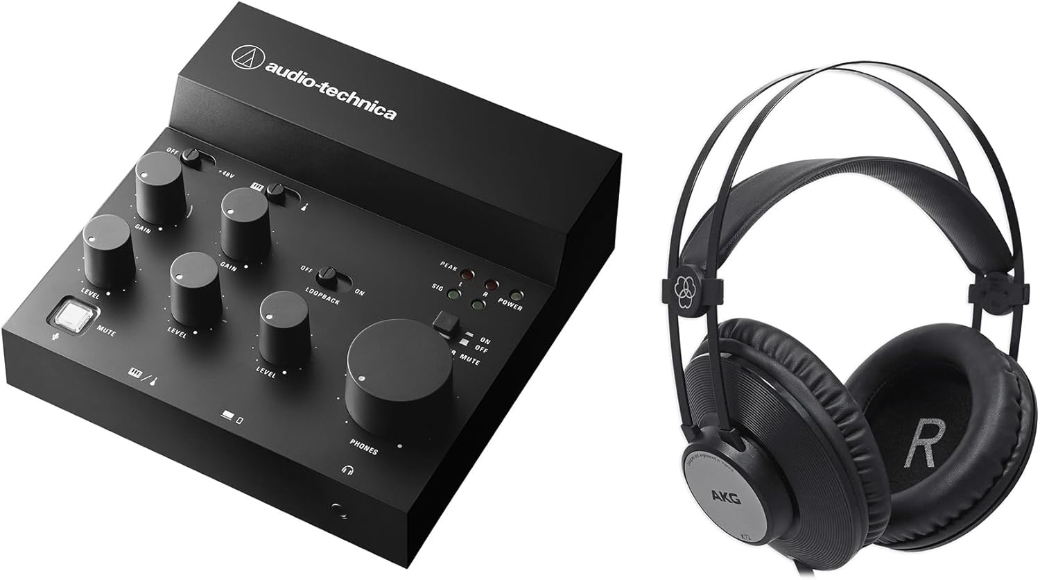 Audiosavings Bundle: AT-UMX3 USB Audio Mixer - Plug-and-Play, Live Streaming Ready Bundle with K72 Closed-back Stereo Studio Recording Headphones w/ 40MM Drivers (2 Items)