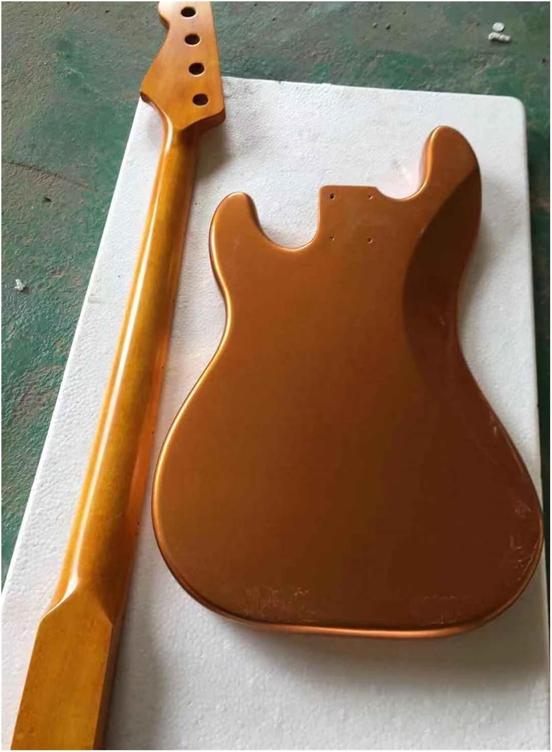 FLFL Guitar Kit Alder Wood P Bass Body and Bass Maple 20 Fret Neck with Stainless Steel Frets Unfinished Guitar Kit