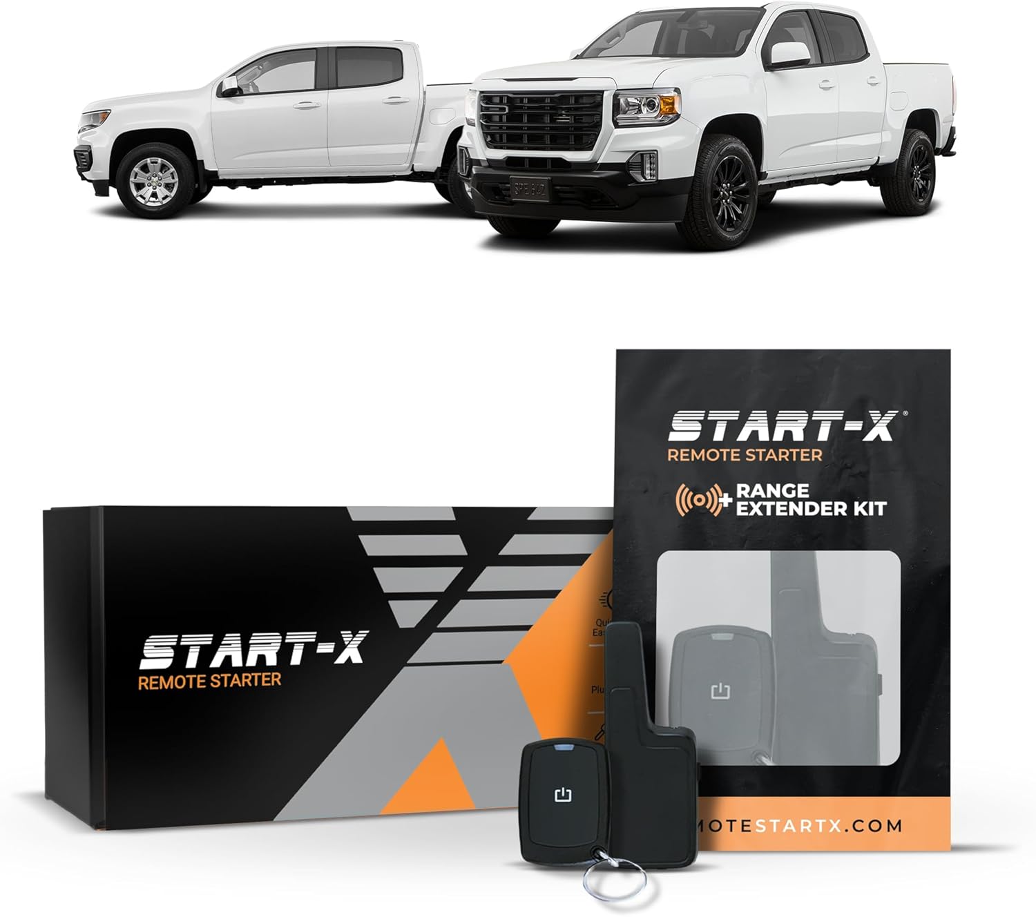 Start-X Remote Starter Kit + 2000ft 1 Way Range Extender for Chevy Colorado & GMC Canyon (2015, 2016, 2017, 2018, 2019, 2020, 2021, 2022) Trucks with Key Ignition