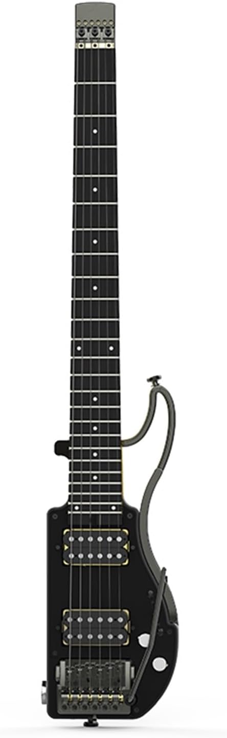 VENEKA Headless Electric Guitar Headless Travel Electric Guitar with Ebony Fingerboard Aluminum Alloy Body Double Humbucker Pickups