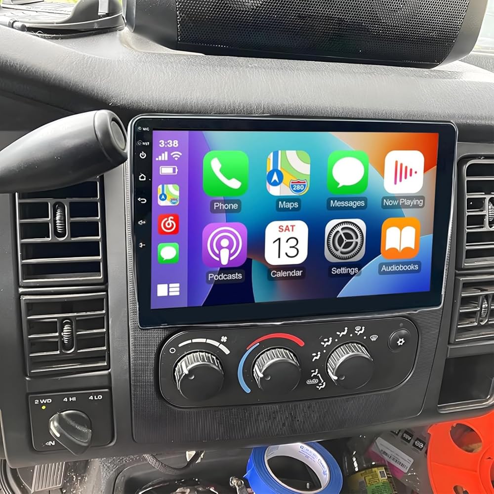 PHEZEN 9 inch Touchscreen Car Stereo Fit for Dodge Dakota 2001-2004, Android 13 Double Din Car Radio with Carplay & Android Auto in-Dash Navigation BT Mirror Link WiFi Backup Camera 2+32G