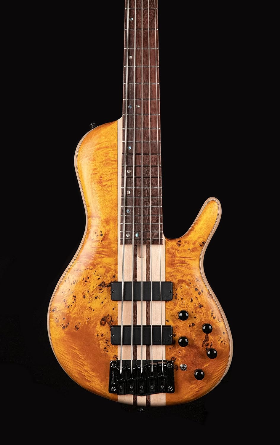 Cort Artisan Series A5 Plus 5 String Bass Guitar, Open Pore Amber (A5PLUSSCAOP)