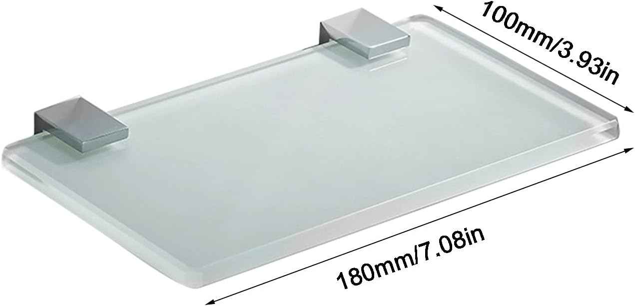 Bathroom Glass Shelf Round Corner Shelving Wall Mount Glass Bathroom Shelf Shower Rack Shower Organizer Rectangular (8mm Thick) (Color : Style2)