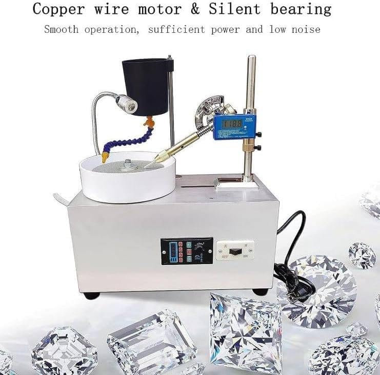 2800rpm Adjustable Stainless Steel Gemstone Faceting Machine, Desktop Gem Grinder, 180w Jewelry Polisher with Digital Display Manipulator, For Knives, Seals, Jewelry, Glass, Gemstones