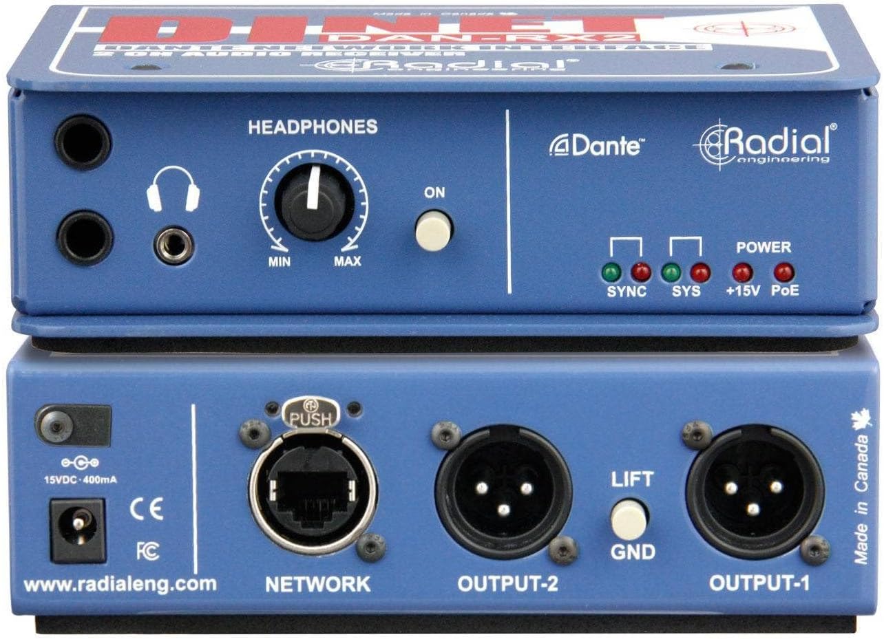 Radial DiNET DAN-RX2 2-Channel Dante Network Receiver