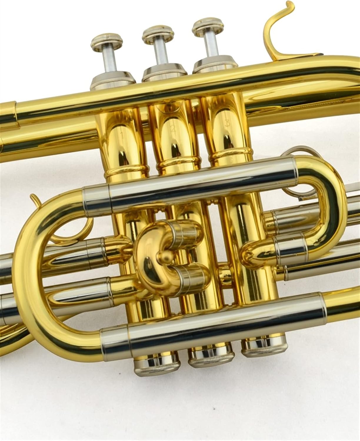 Student Trumpet Professional Brass Cornet with Gold Paint B Flat Trumpet Cornet Instrument with Hard Case