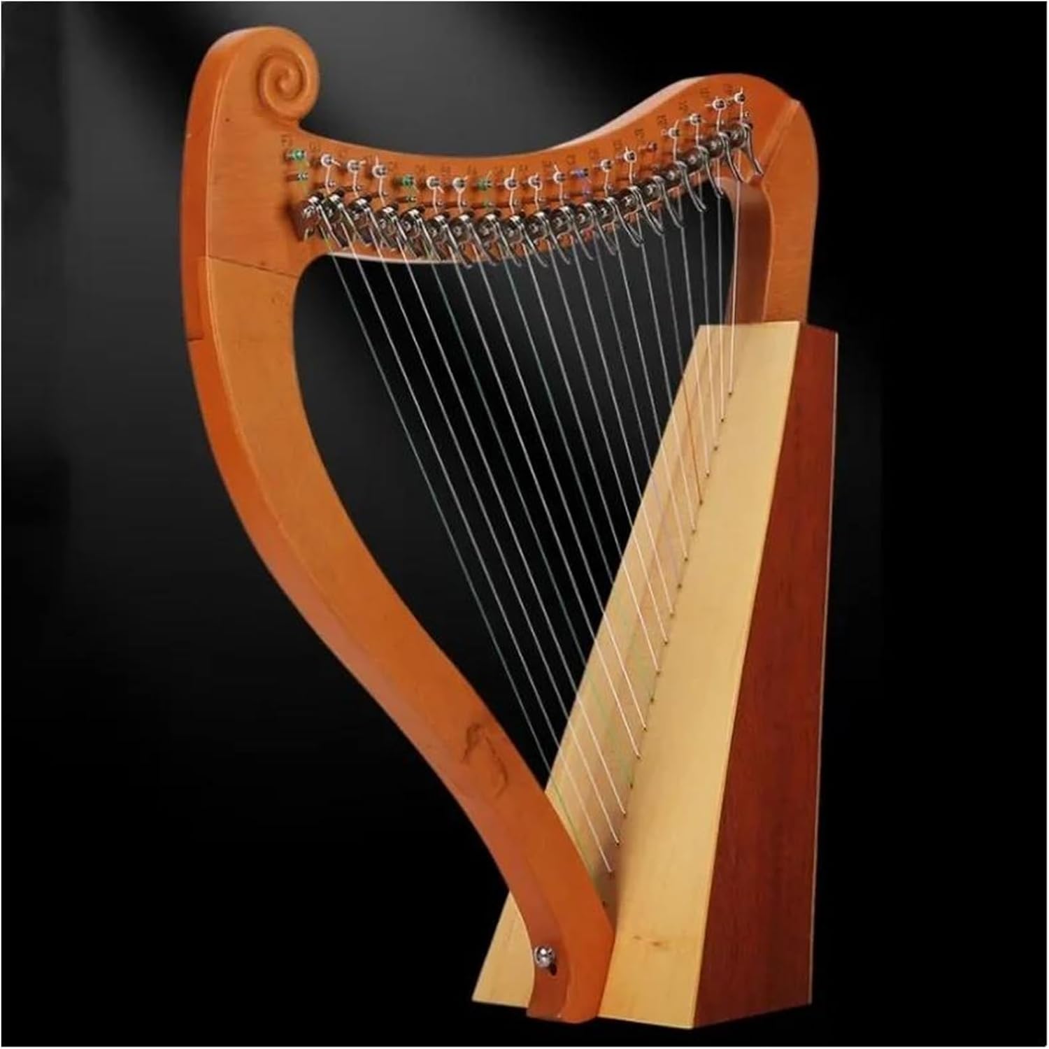 Lyre Harp Set Wooden 15 String Harp Rare Musical Instrument Professional Portable Harp Musical Instrument Accessories(19 Strings2)